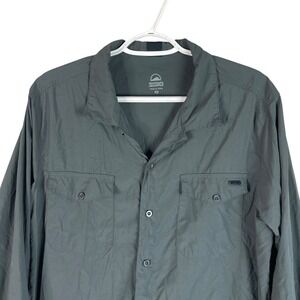 Zoic Mens Button Up Outdoor Shirt Medium Gray‎ Long Sleeve Nylon Quick Dry Wick